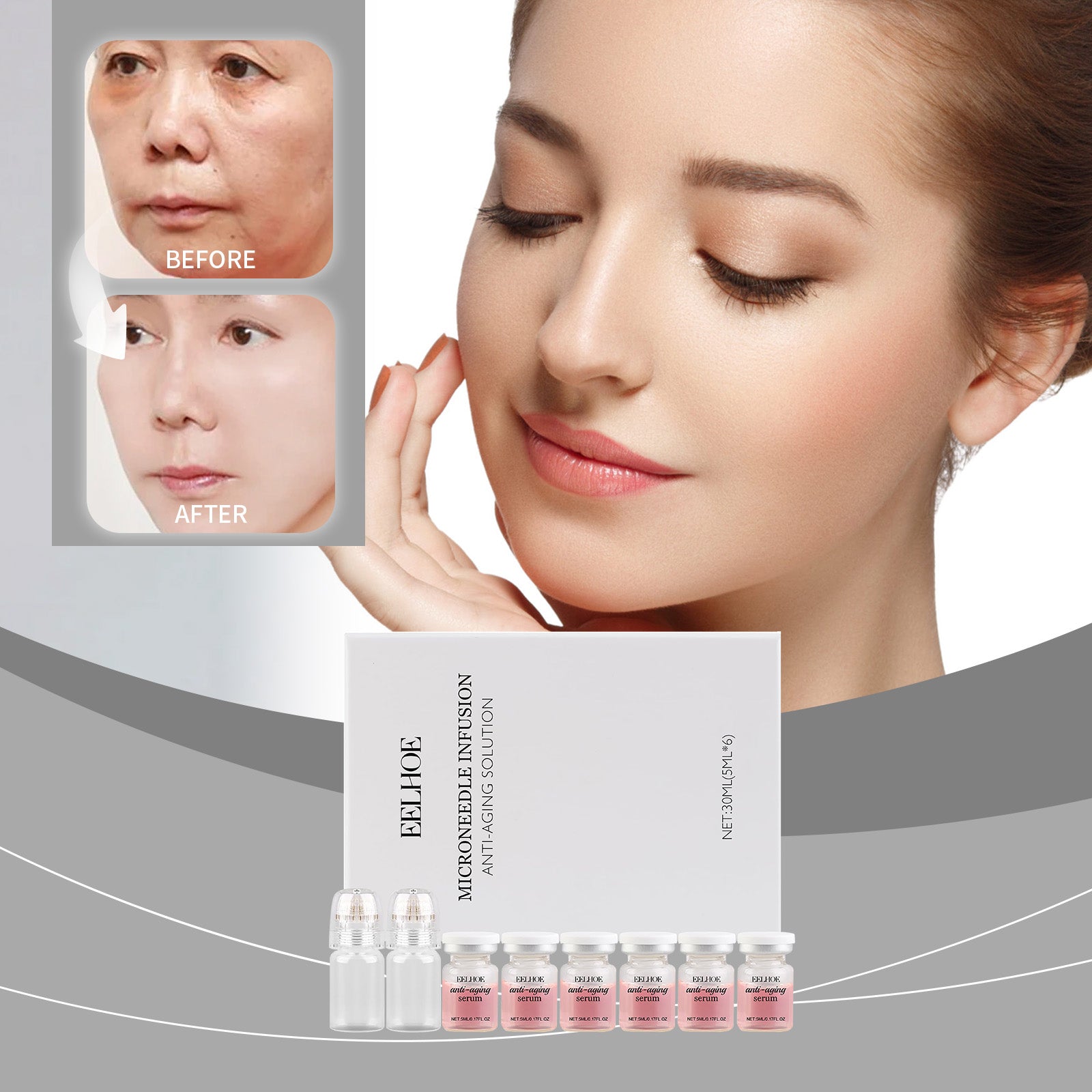 EELHOE Moisturizing Skincare Roller Set – Hydrating & Firming Serum for Fine Line Reduction and Daily Care