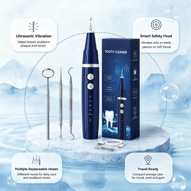 Dailyblisshop Electric Plaque Remover for Teeth at home (ORAL Max) - Dual-Button Oral Care Kit