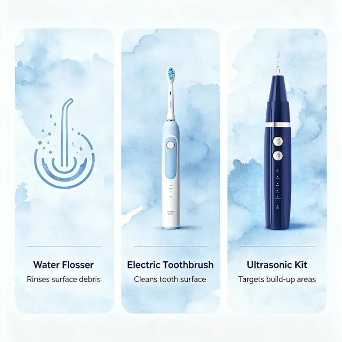 Dailyblisshop Electric Plaque Remover for Teeth at home (ORAL Max) - Dual-Button Oral Care Kit